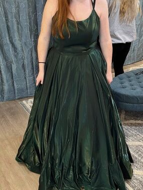 Tease Prom Plus Satin Emerald Green Ball Gown Prom Dress